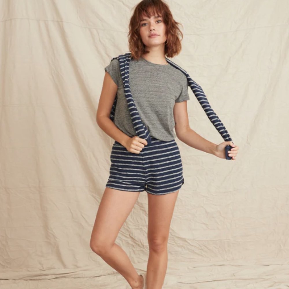 Terry Out Short in Navy/White Stripe